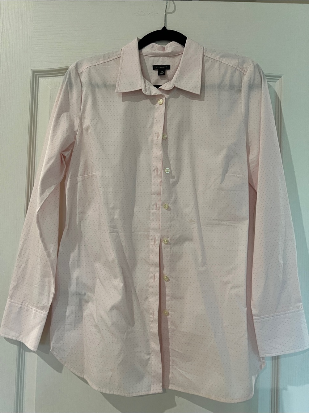 Ann Taylor Light Pink Subtle Dot Dress Shirt
